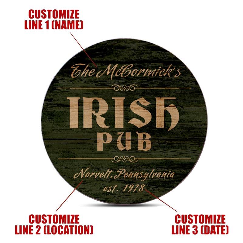 Customizable Wooden Coasters - Irish Theme - Round - Set of 4