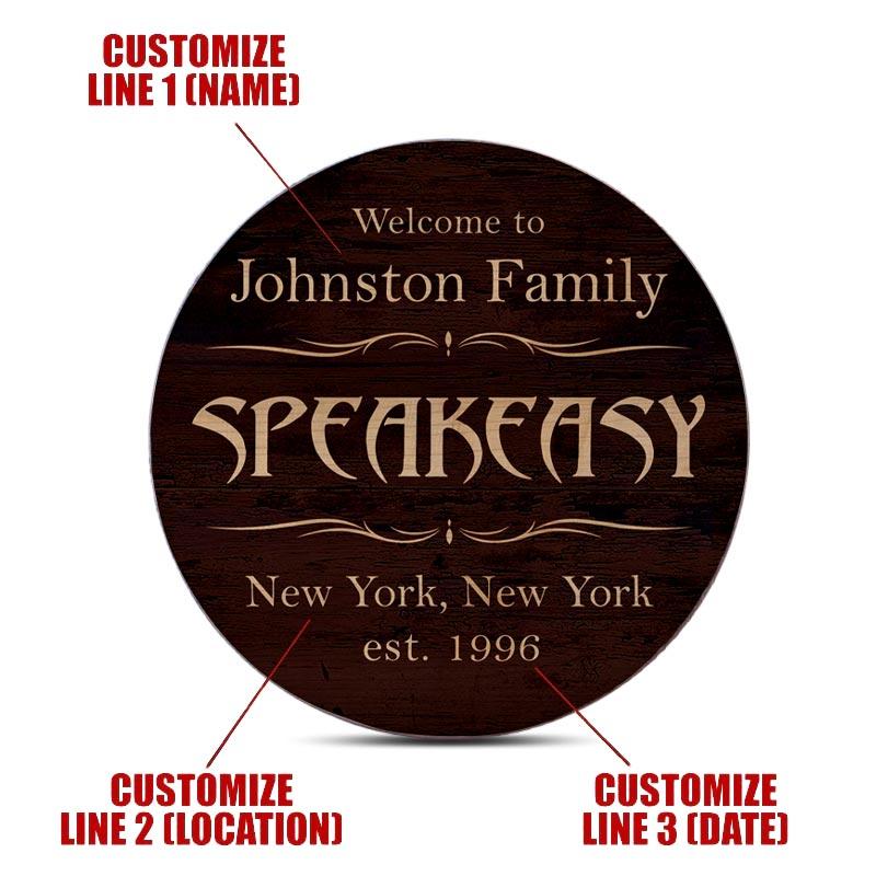 Customizable Wooden Coasters - Speakeasy Theme - Round - Set of 4