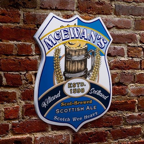 CUSTOMIZABLE Wood Shield Plaque - Heritage Beer Tavern Sign - Many Options Available - Two Sizes