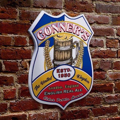 CUSTOMIZABLE Wood Shield Plaque - Heritage Beer Tavern Sign - Many Options Available - Two Sizes