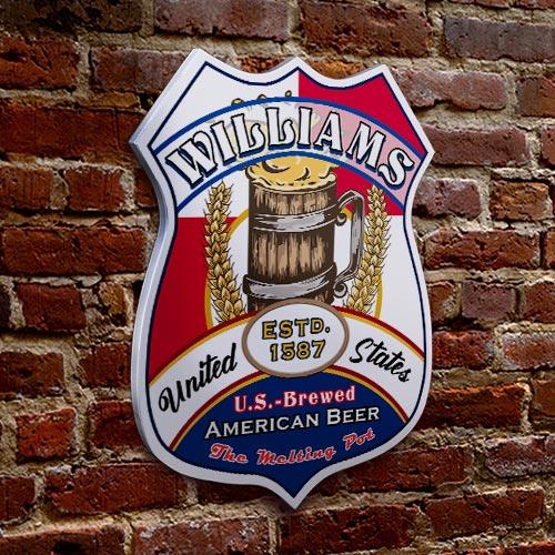 CUSTOMIZABLE Wood Shield Plaque - Heritage Beer Tavern Sign - Many Options Available - Two Sizes