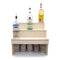 Wood Under Storage Liquor Shelves - 3 Tier - Natural - Bottles Glasses Front