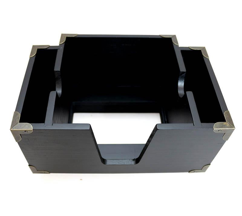 Black Wood Bar Caddy w/ 3 Compartments