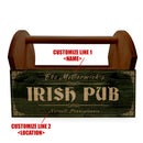 Irish Pub Wooden Condiment Caddy w/ Handle - Customizable