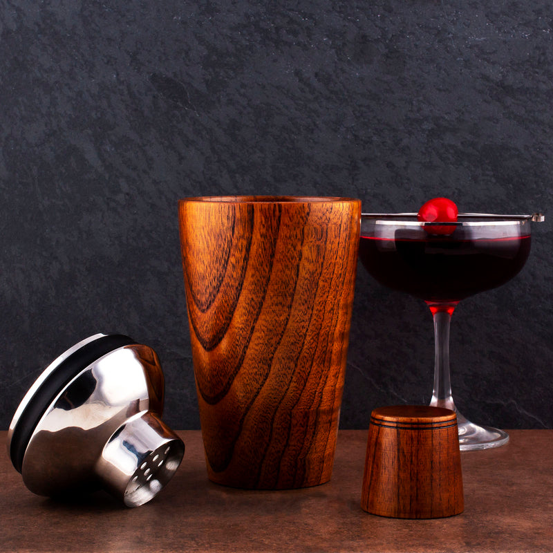 17 Ounce - Solid Wood 3 Piece Cocktail Shaker