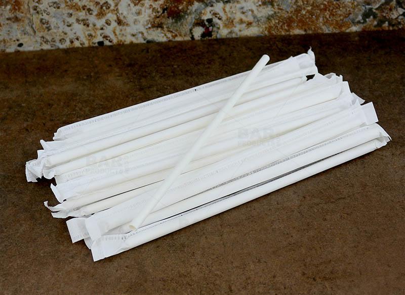 BarConic® "Eco-Friendly" Wrapped Paper Straws - 7 3/4" Solid White - Packs of 100