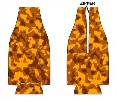 Zipper Style Bottle Coozie - Camo Blaze