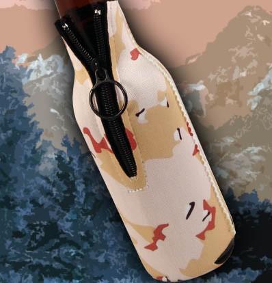 Zipper Style Bottle Coozie - Camo Desert